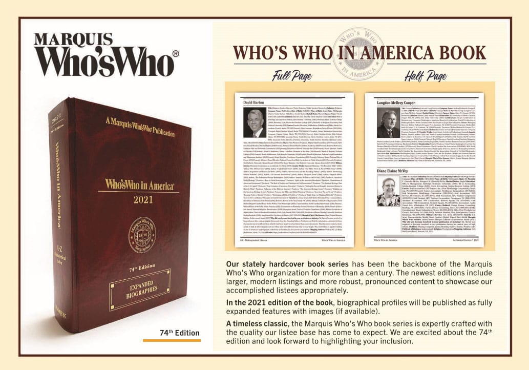 Willie Powells featured in the 2021 edition of Who’s Who in America